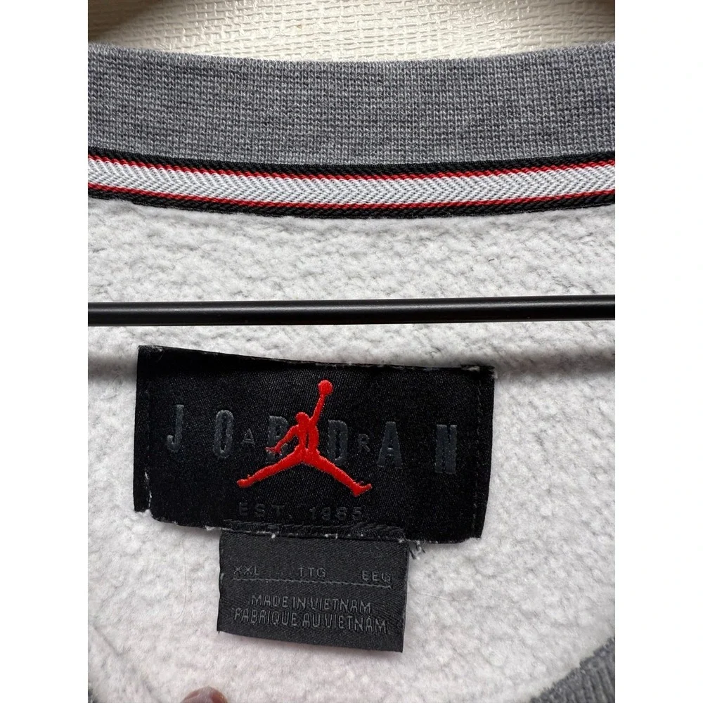 Jordan Mens Essential Holiday‎ Plaid Fleece Sweatshirt XXL Gray Crewneck